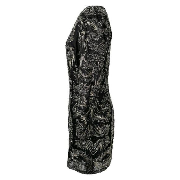 Monique Lhuillier Fall 2014 Black Beaded Sequin Mini Dress – Size 4 - Picture 3 of 11